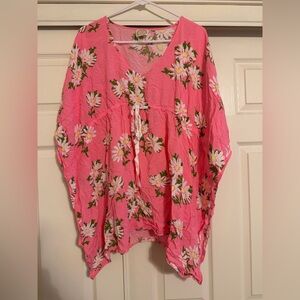 THE BEAUFORT BONNET COMPANY Womens Pink Darien Daisy Tabby Tunic Swim Coverup